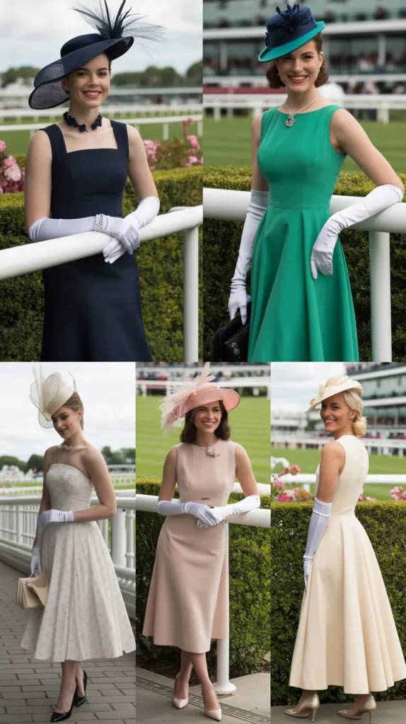  Tea-Length Dress with Gloves