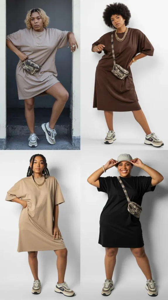 Jersey Dress With Sneakers
