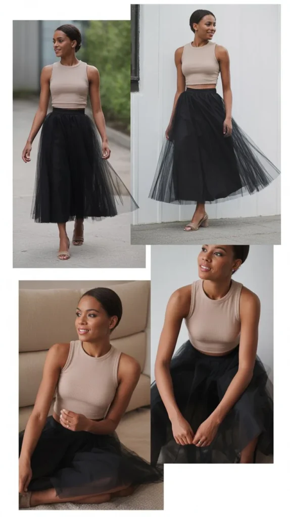 Tulle Skirt with Casual Top