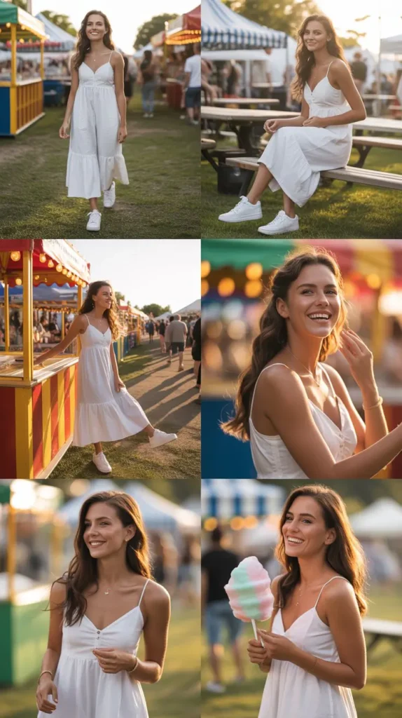  White Sundress With Sneakers