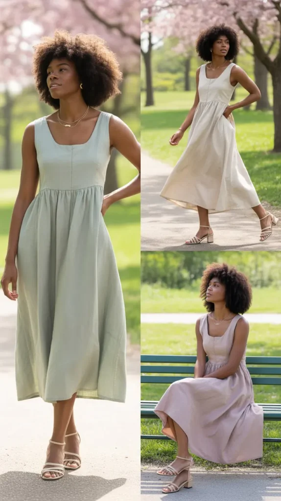 Linen Dress with Minimal Accessories