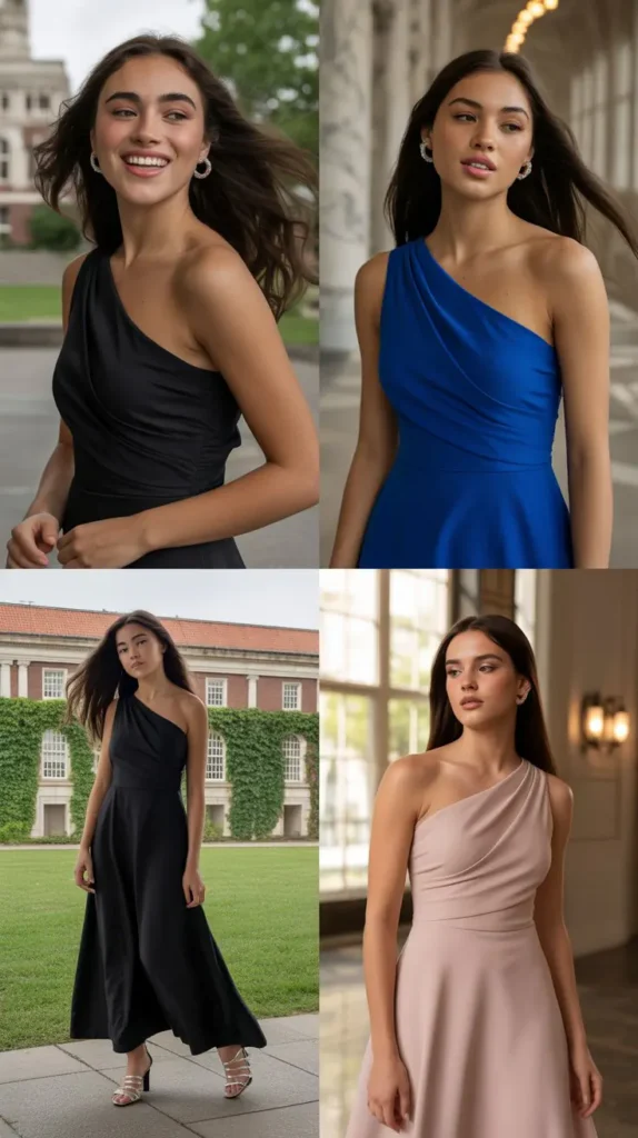 One-Shoulder Dress for an Asymmetric and Elegant Graduation Choice