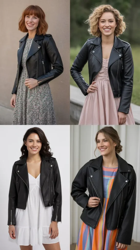 Leather Jacket with Spring Dress