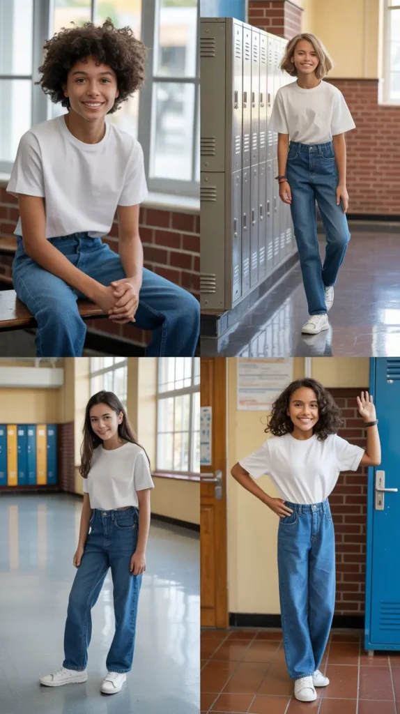 Classic White T-Shirt with Blue Jeans
