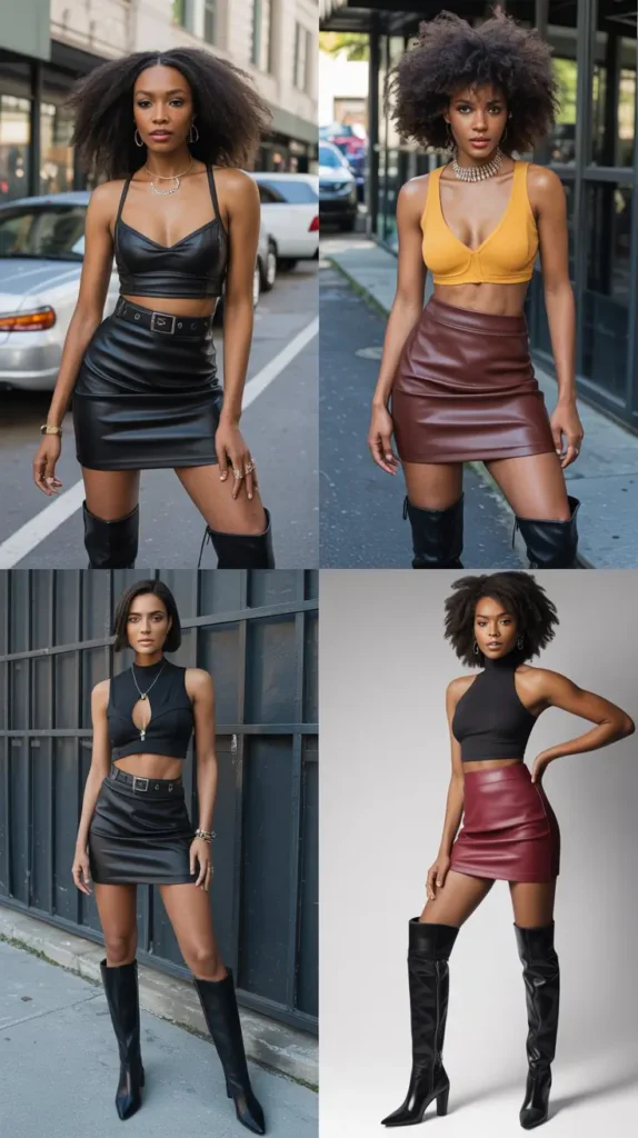 Leather Skirt And Crop Top Style
