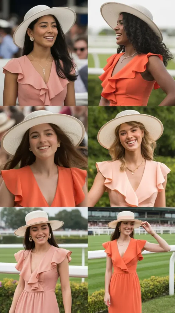 Flirty Ruffle Dress in Coral or Orange Tones