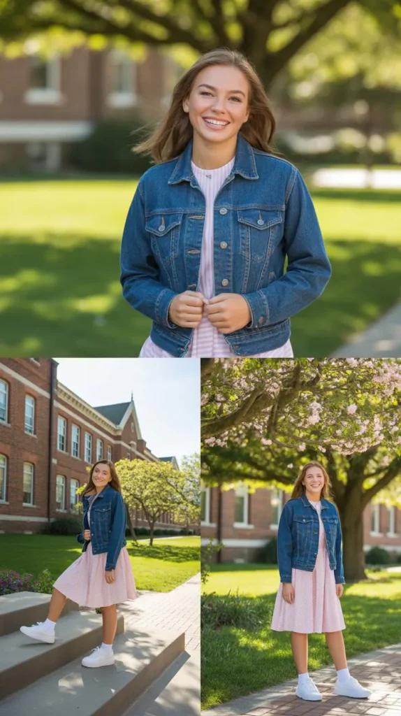 Denim Jacket with Simple Dress