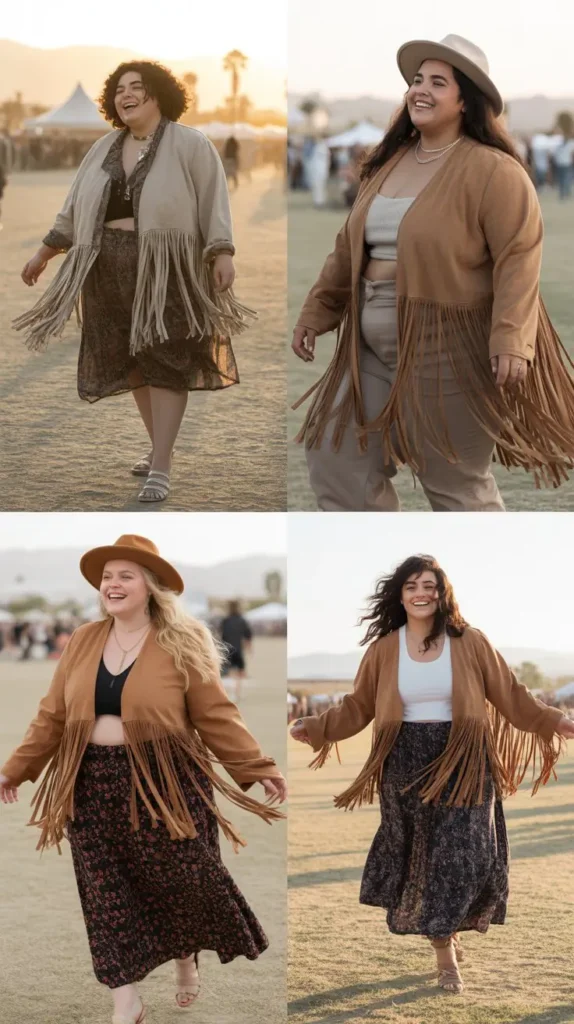 Boho Fringe Jacket with Midi Skirt