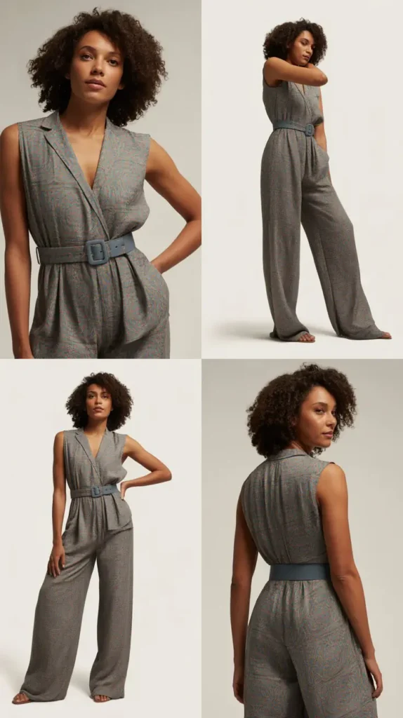  Printed Jumpsuit with Belt