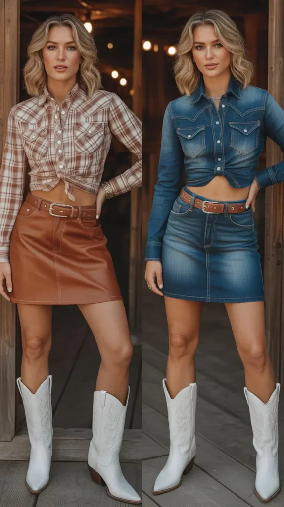 Western Mini Skirt Outfit