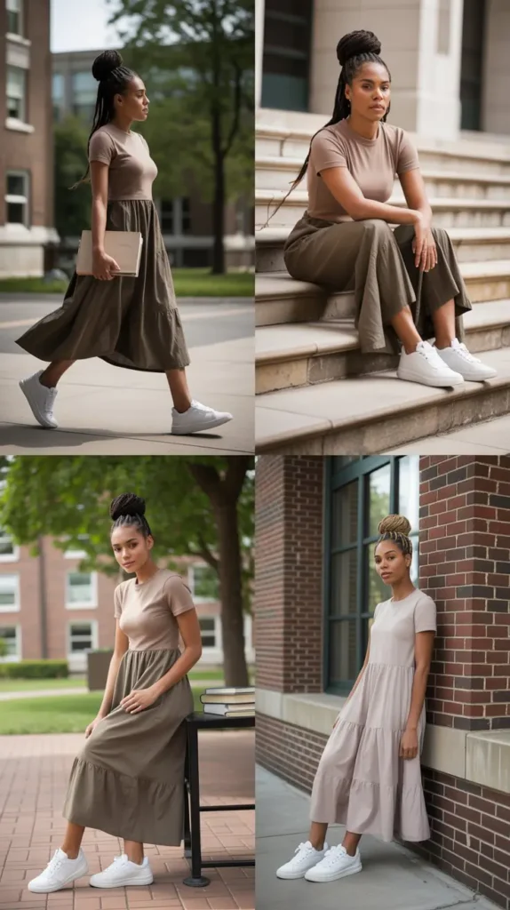 Maxi Dress with Sneakers