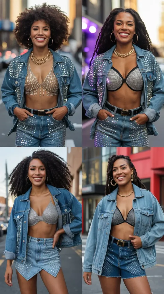 Rhinestone Denim Outfit
