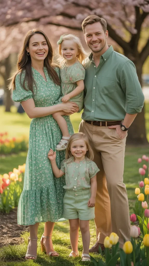 Green Floral Dresses for Spring Easter Photos