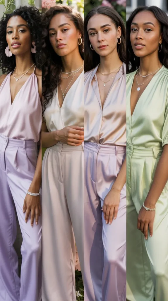 7. Lavender Pants with Satin Top