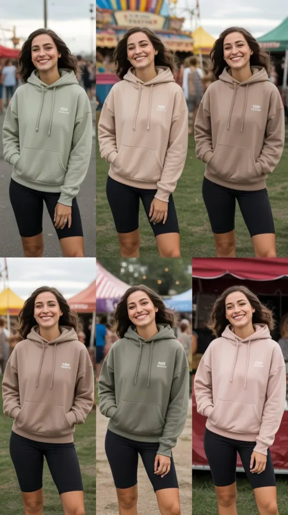Oversized Hoodie With Biker Shorts