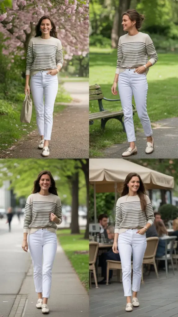 Striped Sweater With White Jeans