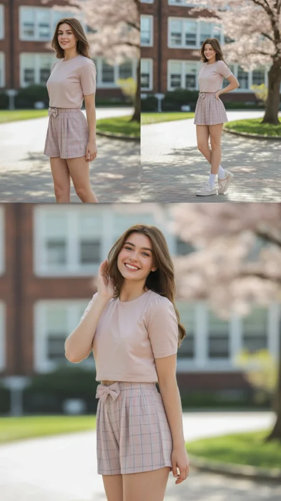 Cute Bow Shorts with Feminine Top