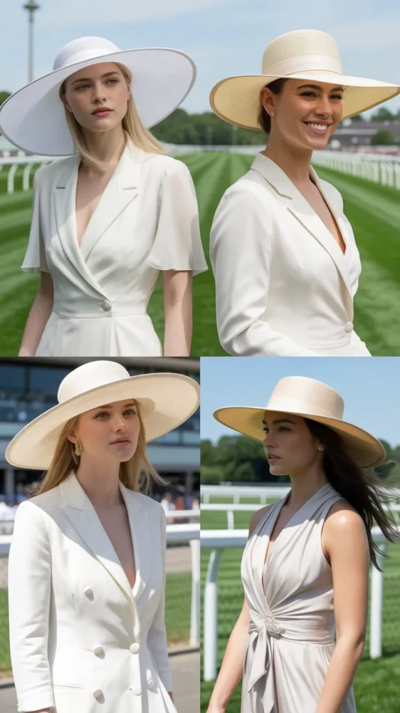 Monochromatic White Outfit with Oversized Hat