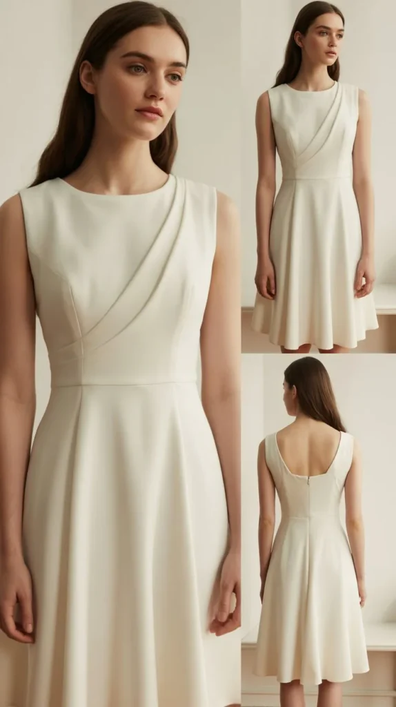 Timeless Structured White Crepe Dress