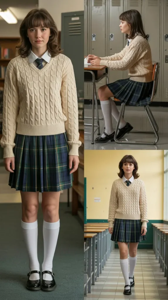 Plaid Skirt and Sweater Combo