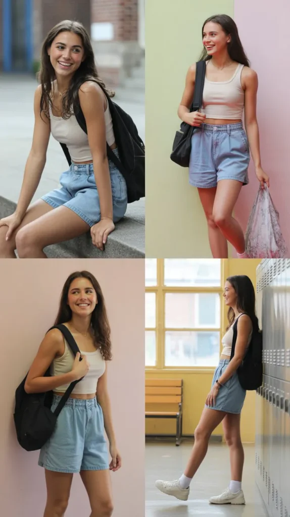 High-Waisted Shorts with Crop Top