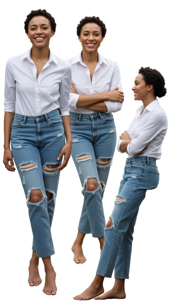 White Shirt with Distressed Jeans