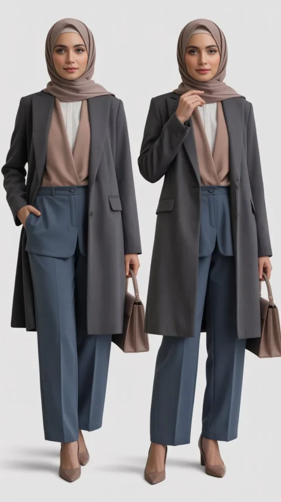  Longline Coat With Straight Pants