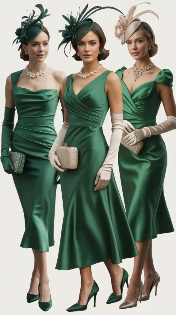Green Satin Dress Look