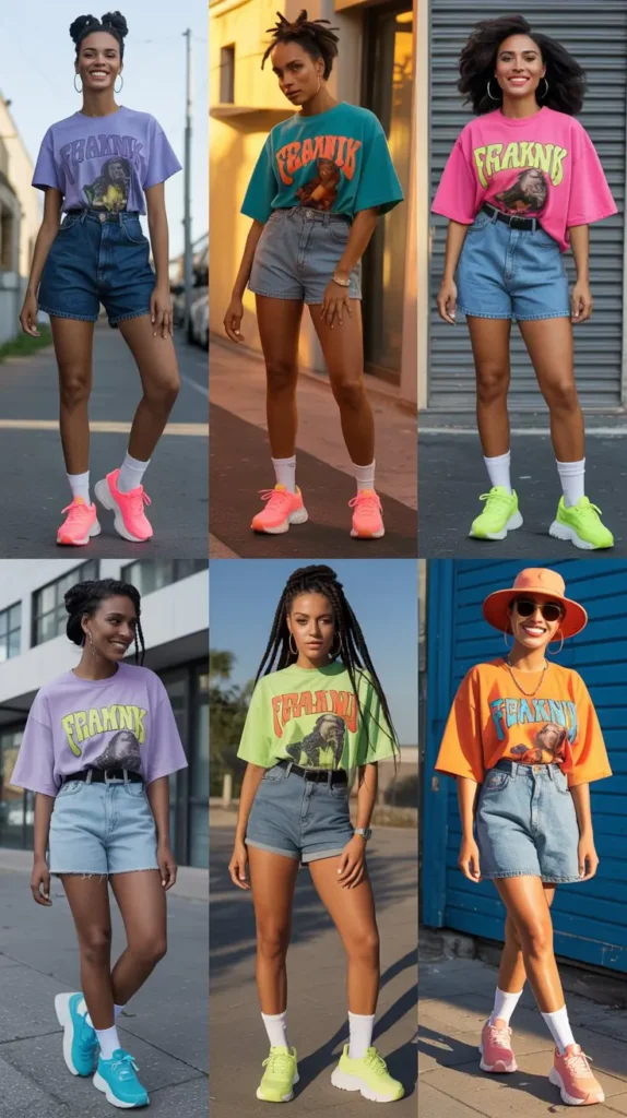  Denim Shorts And Graphic Tee Look