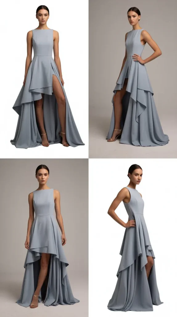 Modern Slit Dress with Layered Sophistication