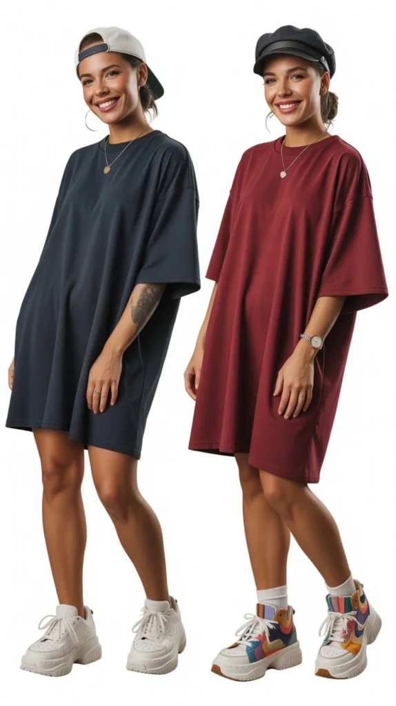 Jersey Dress With Sneakers