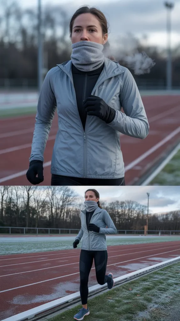  Layered Athletic Outfit With Neck Gaiter
