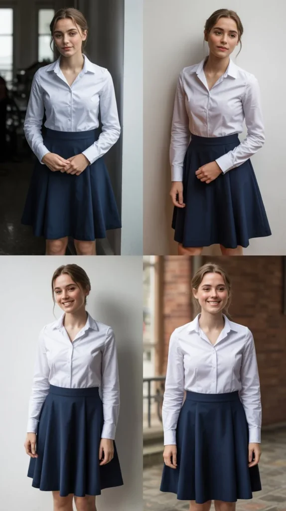 White Top with A-Line Skirt