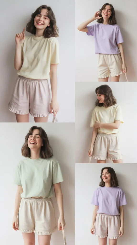 12. Frilled Shorts with Soft Tee