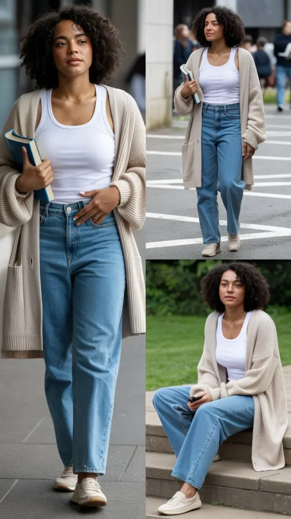 Tank Top with Cardigan and Jeans