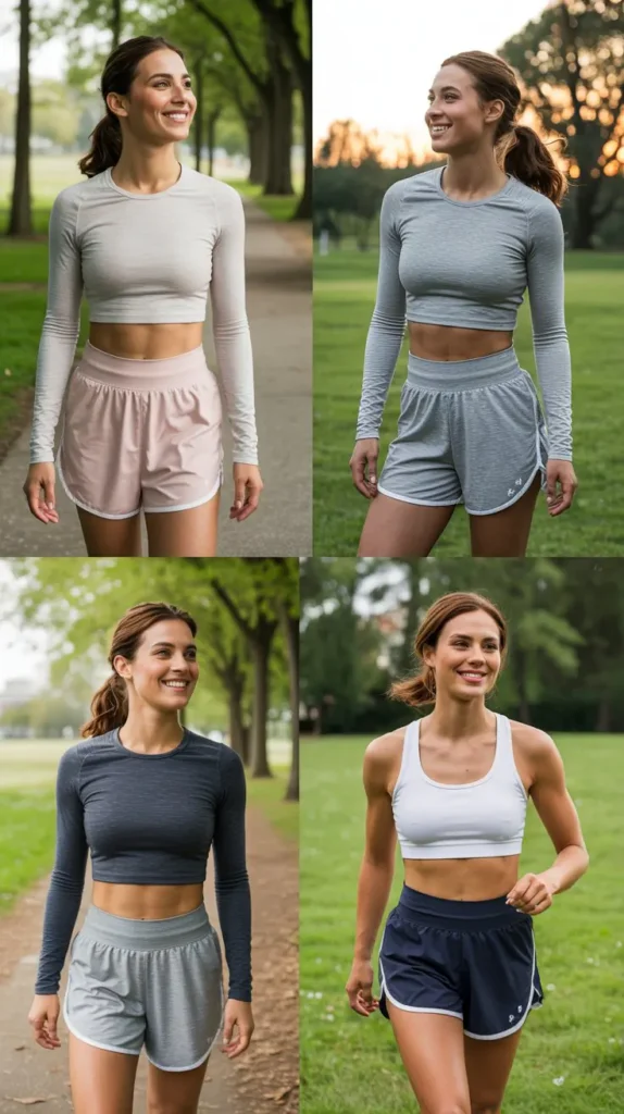 Long Sleeve Crop Top with Shorts