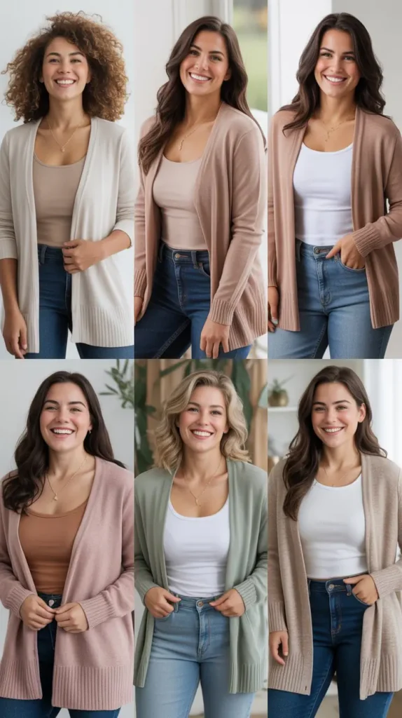 Lightweight Cardigan With Tank Top And Jeans