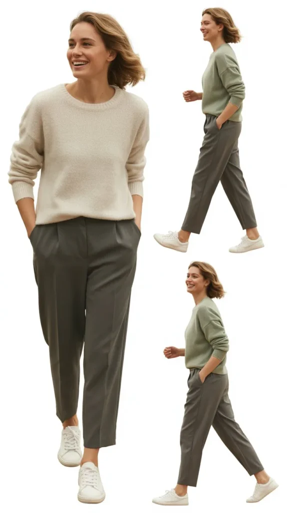 Knit Top with Tailored Trousers