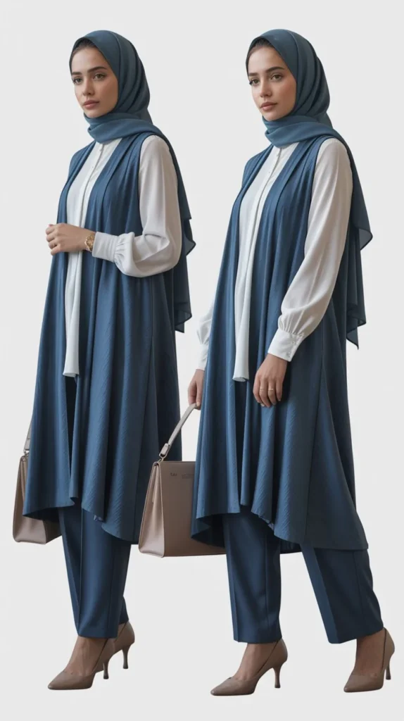  White Shirt With Layered Sleeveless Dress