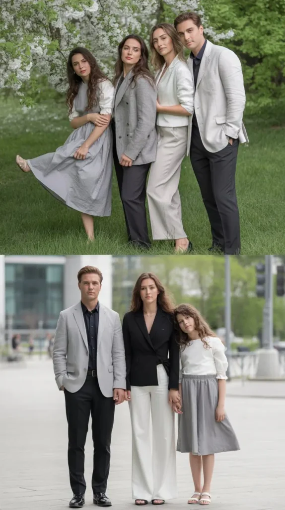 Elegant Monochrome Family Looks