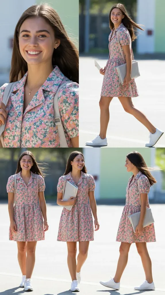 Floral Dress with Sneakers
