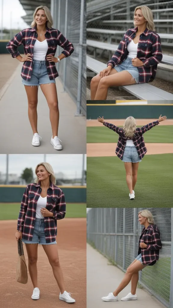 Plaid Shacket and Denim Shorts Style