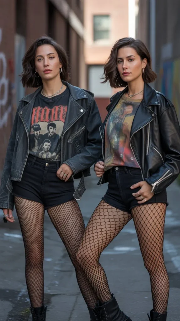 Black Shorts With Fishnet Tights