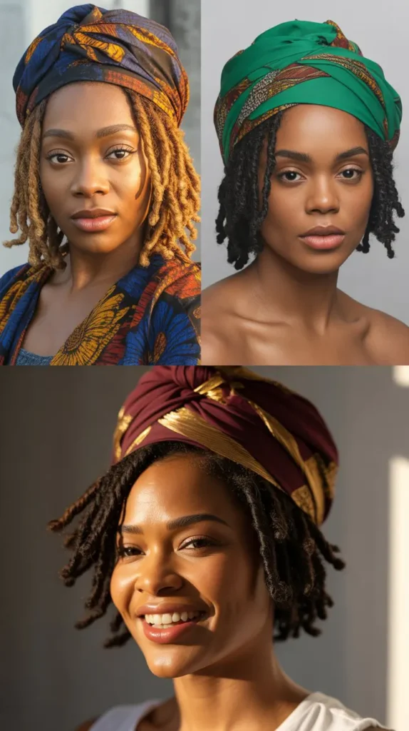 . Short Locs with Headwrap