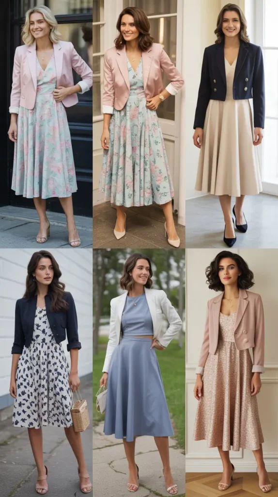 Cropped Blazer with Midi Dress