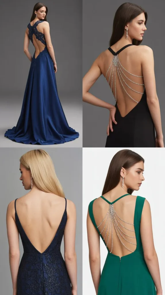 Glamorous Low-Back Dress with Statement Details