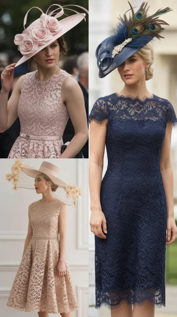 . Lace Dress with Statement Hat