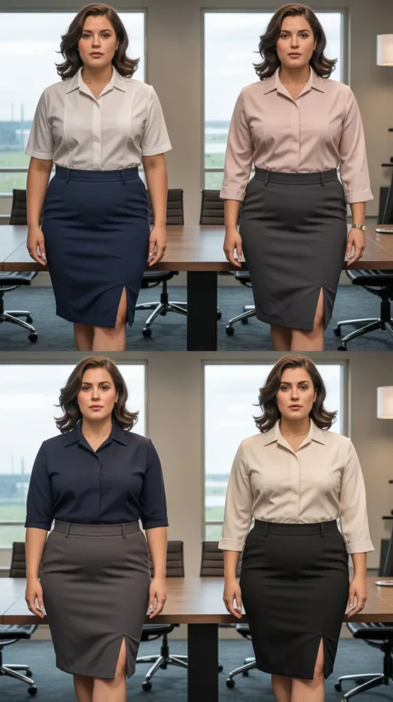 Pencil Skirt with Structured Blouse