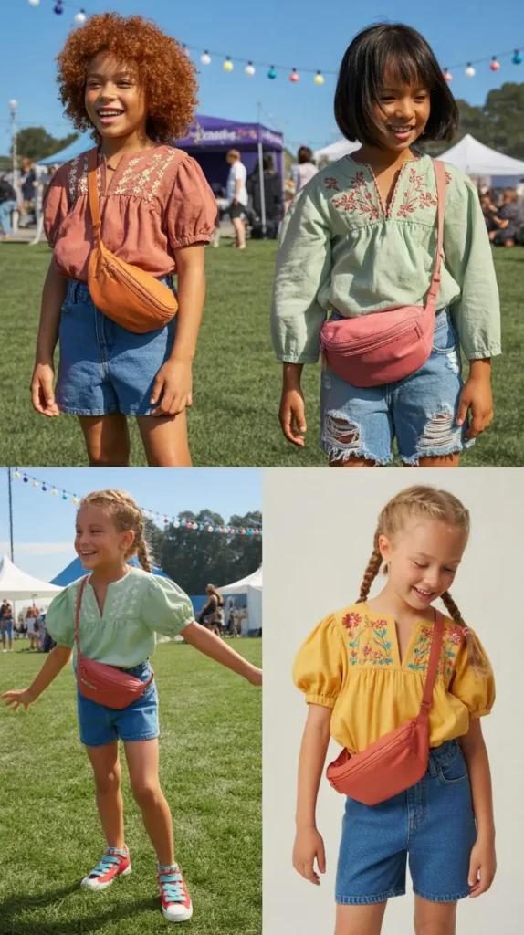 Denim Shorts With Embroidered Top