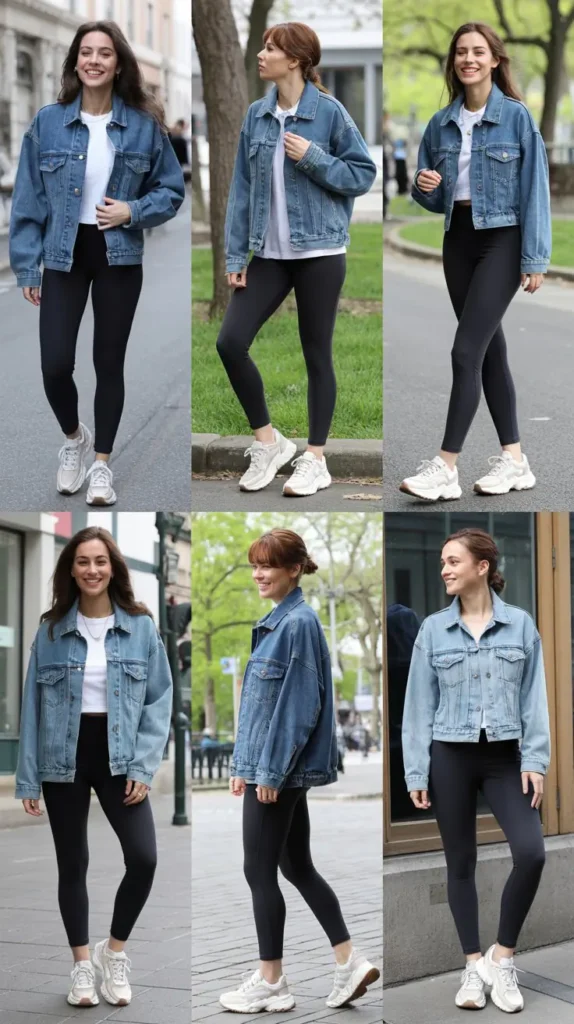 Denim Jacket With Black Leggings